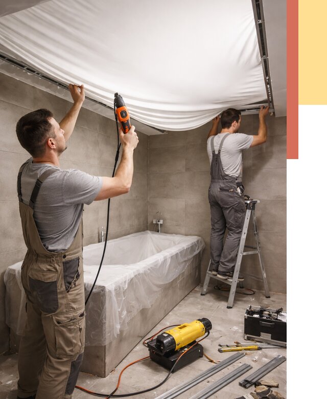 Монтаж натяжного потолка в ванной в Воркуте от 1234 руб. под ключ | ОТДЕЛОЧНИК-Врк