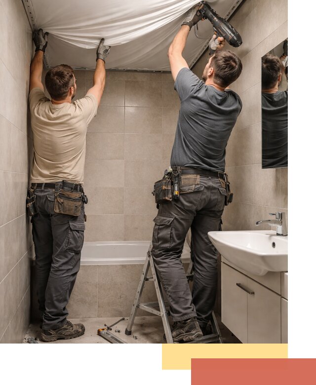 Монтаж натяжного потолка в ванной в Воркуте быстро и качественно