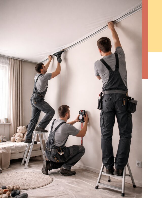 Монтаж натяжного потолка в детской в Воркуте от 3598 руб. — быстро и недорого | ОТДЕЛОЧНИК-Врк