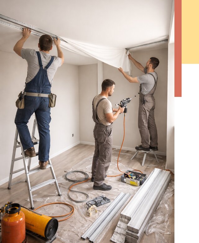 Монтаж натяжного потолка в студии в Воркуте от 5655 руб. — быстро и недорого | ОТДЕЛОЧНИК-Врк