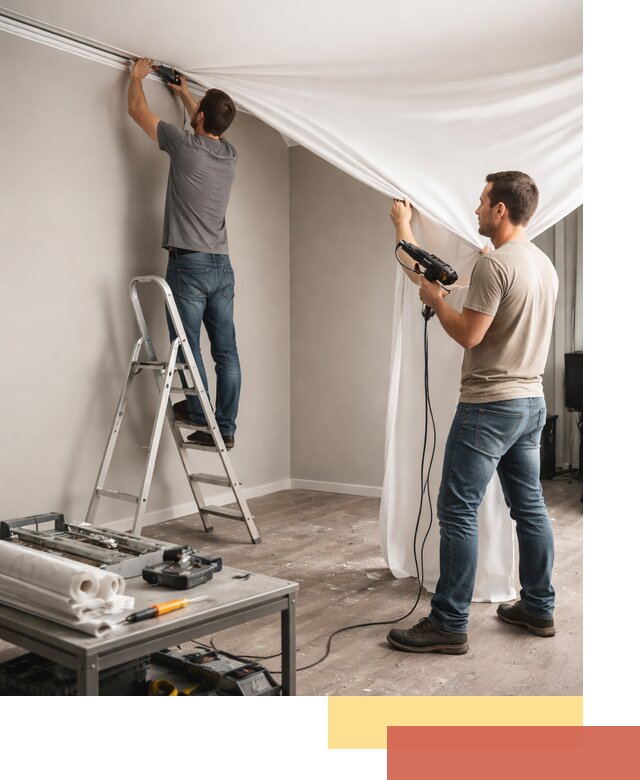 Монтаж натяжного потолка в студии в Воркуте