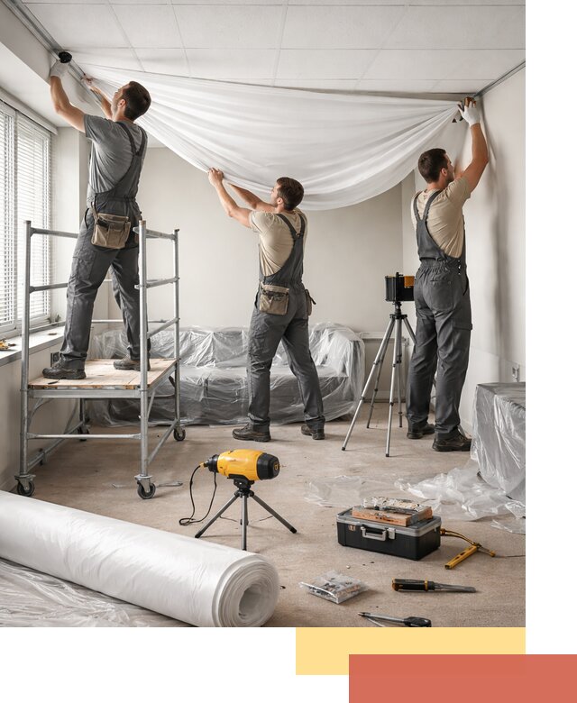 Монтаж натяжного потолка в офисе в Воркуте