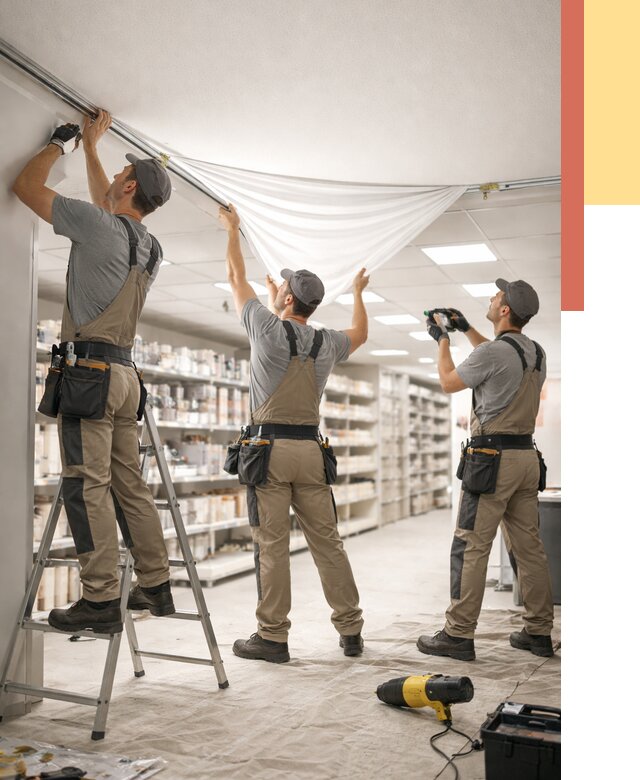 Монтаж натяжного потолка в магазине в Воркуте от 4626 руб. быстро и недорого | ОТДЕЛОЧНИК-Врк