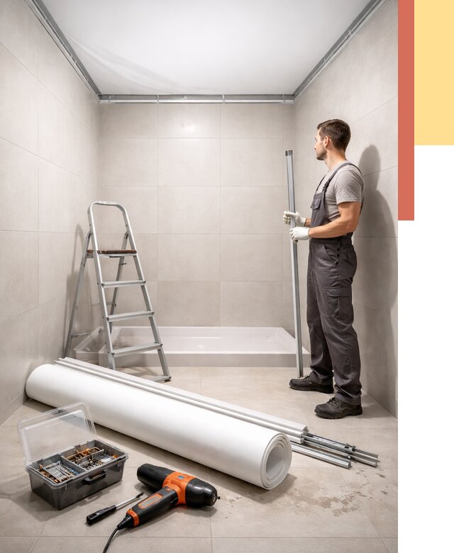 Монтаж натяжного потолка в санузле в Воркуте от 1902 руб. — ОТДЕЛОЧНИК-Врк