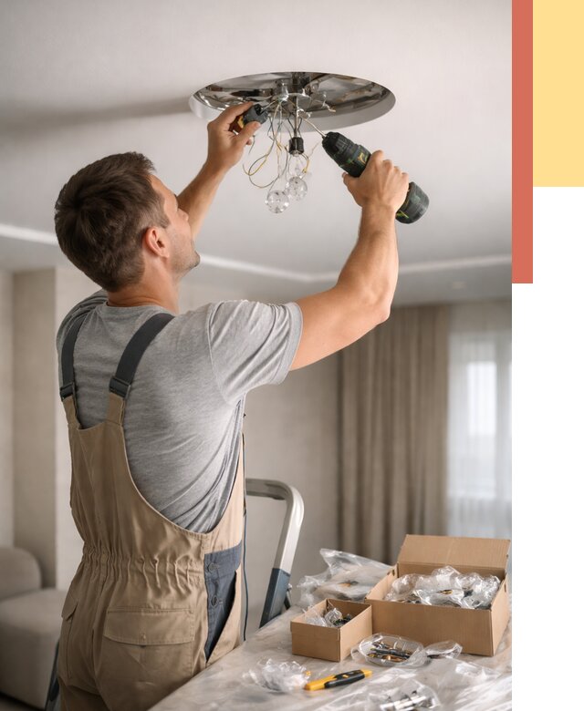 Установка люстры в натяжной потолок в Воркуте от 1234 руб. | Быстро и недорого — ОТДЕЛОЧНИК-Врк