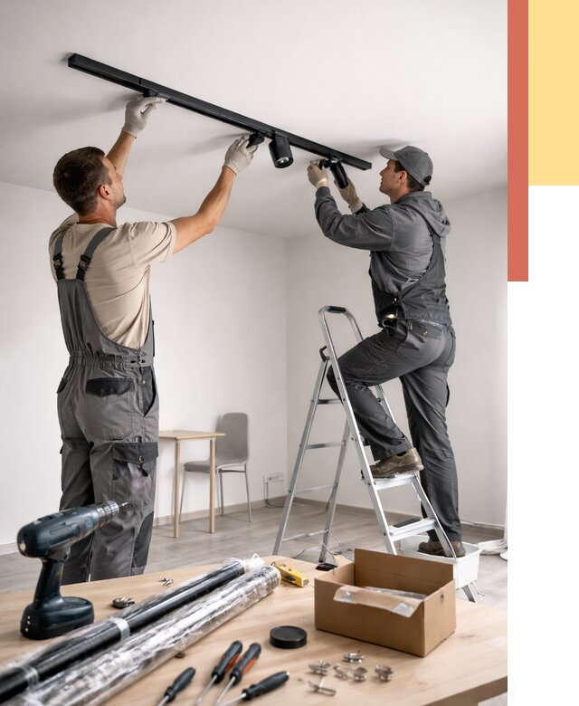 Установка трековых светильников в натяжной потолок в Воркуте от 4318 руб. | ОТДЕЛОЧНИК-Врк