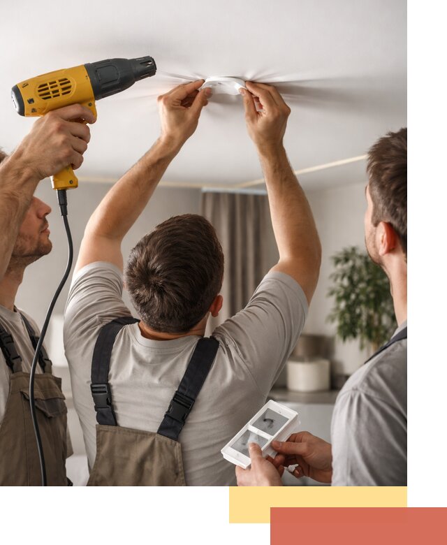 Ремонт прокола полотна натяжного потолка в Воркуте