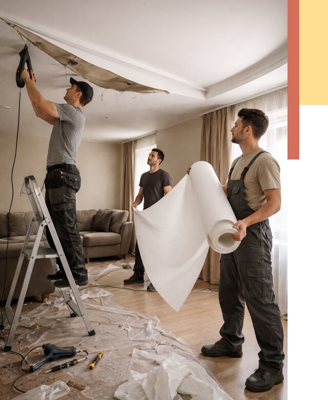 Замена полотна натяжного потолка в Воркуте от 9767 руб. быстро и недорого | ОТДЕЛОЧНИК-Врк