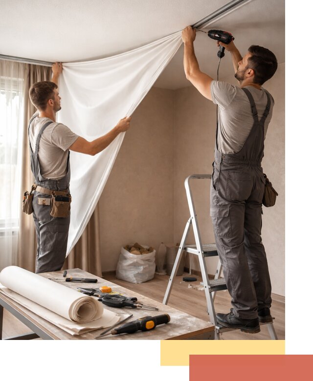 Замена полотна натяжного потолка в Воркуте быстро и качественно