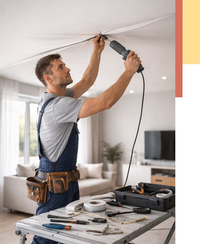 Ремонт натяжных потолков в Воркуте от 9767 руб. под ключ — ОТДЕЛОЧНИК-Врк