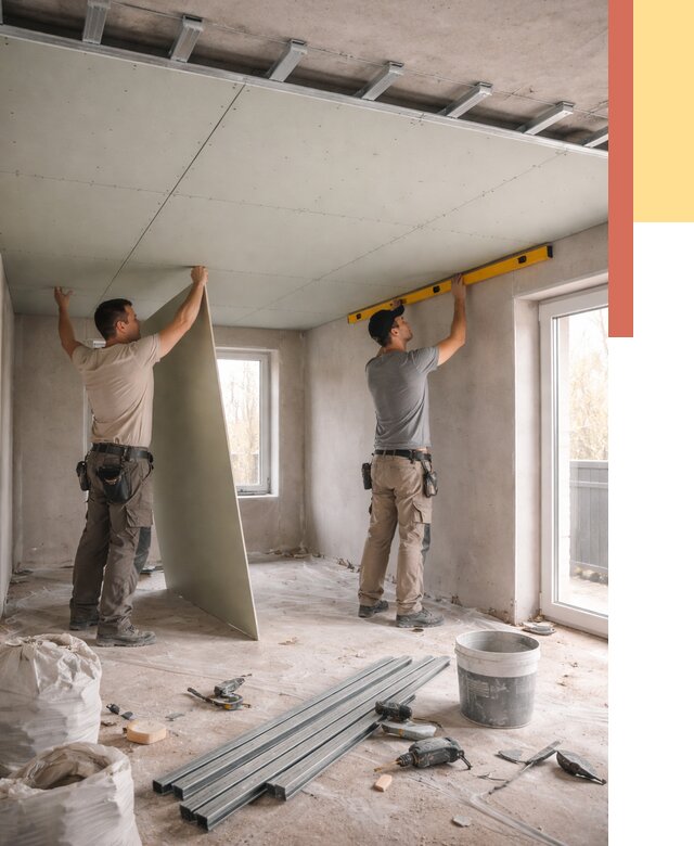 Одноуровневый потолок из гипсокартона в Воркуте от 771 руб. — монтаж под ключ | ОТДЕЛОЧНИК-Врк