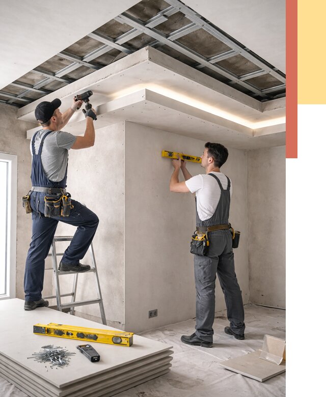 Двухуровневый потолок из гипсокартона в Воркуте от 1491 руб. под ключ | ОТДЕЛОЧНИК-Врк