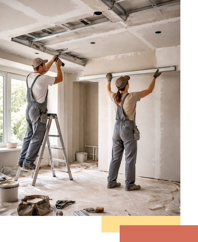 Монтаж многоуровневого потолка из гипсокартона в Воркуте