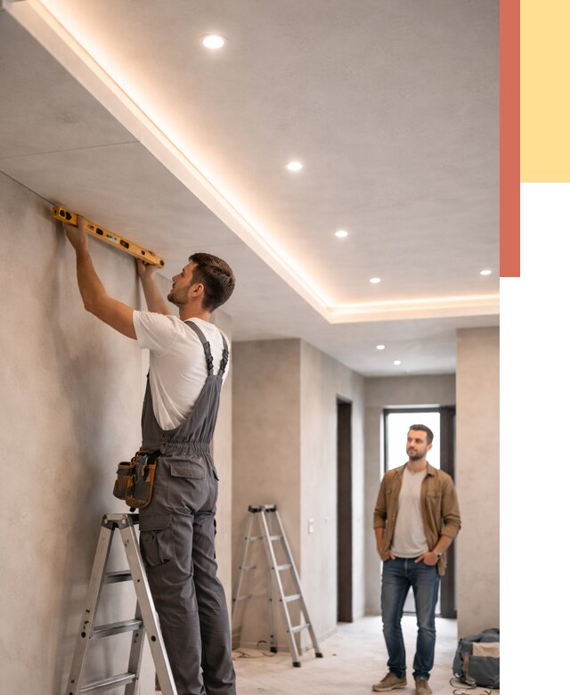 Потолок из гипсокартона с подсветкой в Воркуте от 771 руб./м2 под ключ | ОТДЕЛОЧНИК-Врк