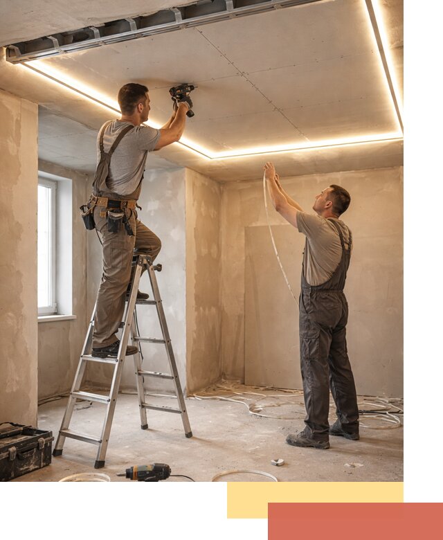 Потолок из гипсокартона с подсветкой в Воркуте