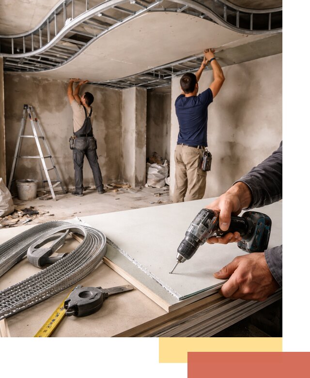 Криволинейный потолок из гипсокартона в Воркуте — монтаж и отделка