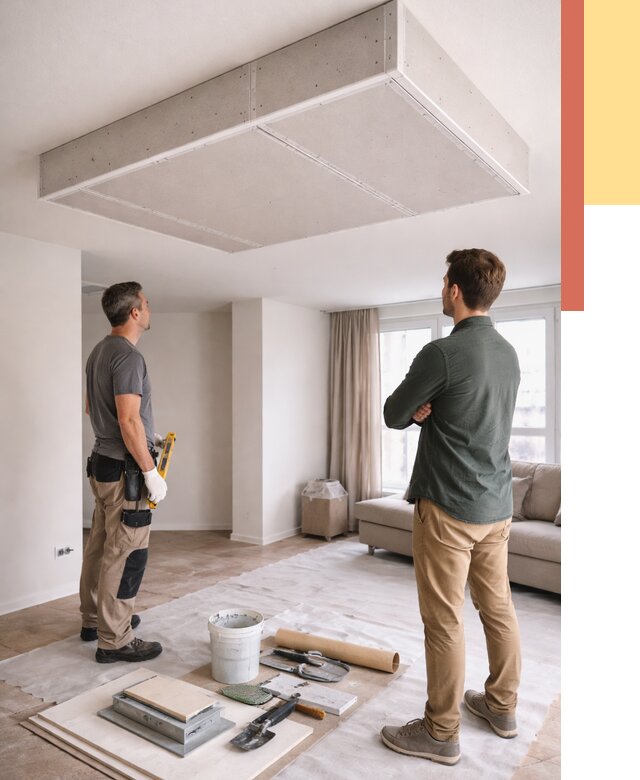 Короб на потолке из гипсокартона в Воркуте от 2262 руб. — монтаж и услуги под ключ | ОТДЕЛОЧНИК-Врк