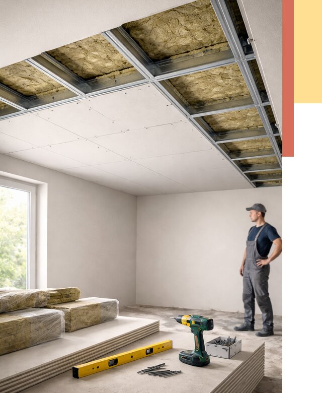 Звукоизоляция потолка ГКЛ в Воркуте от 977 руб. — монтаж под ключ | ОТДЕЛОЧНИК-Врк