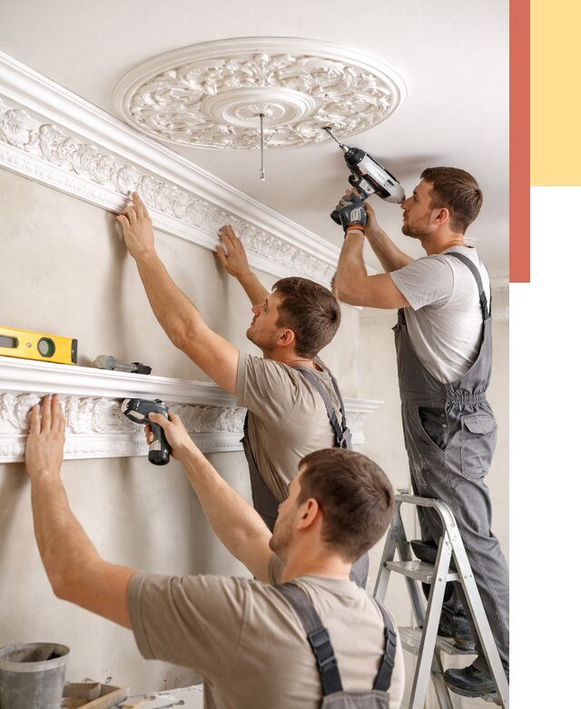 Монтаж лепнины на потолок в Воркуте от 3290 руб. быстро и недорого | ОТДЕЛОЧНИК-Врк