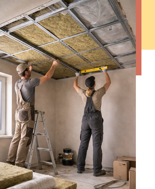 Шумоизоляция потолка в Воркуте от 1285 руб. под ключ — услуги ОТДЕЛОЧНИК-Врк